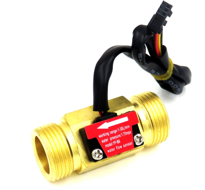B6 DN20 60mm Brass Hall Effect Water Flow Sensor for Water Heaters, High-Precision Liquid Flow Meter Supporting Water Temperature & Flow Detection