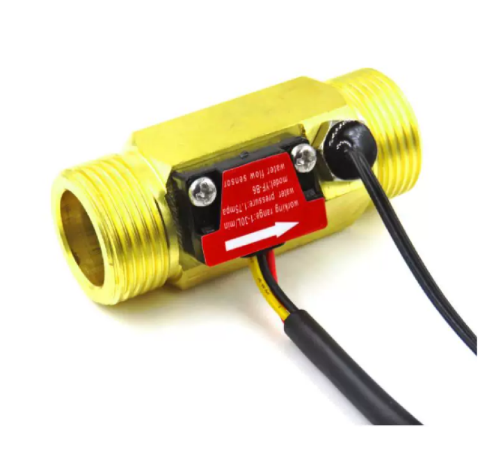 B6T DN20 60mm Brass Hall Effect Flow and Temperature Sensor for Water Heaters, High-Precision Liquid Flow Meter for Water Temperature & Flow Detection