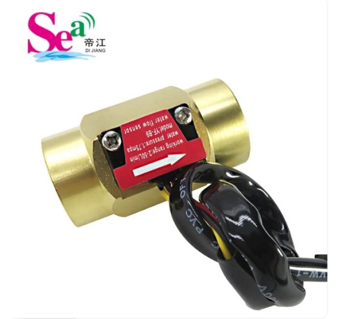 B9 DN20 58mm Female Thread Brass Hall Effect Water Flow Sensor for Water Heaters, High-Precision Liquid Flow Meter for Water Temperature and Flow Detection