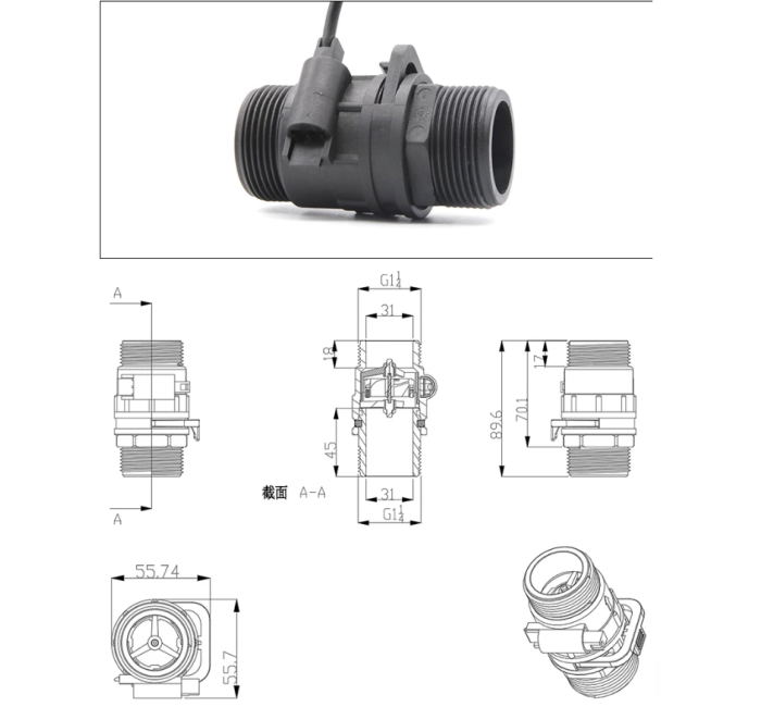 ZJMAZ-32 外牙1.2寸水流量传感器 可拆卸清洗霍尔流量计园林灌溉